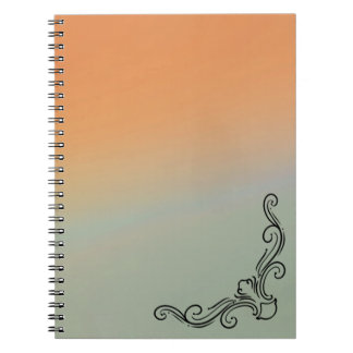 Grünes und oranges Ombre-Notizbuch mit schwarzen A Notizblock