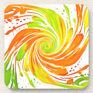 Grünes und oranges Spiraldesign Getränkeuntersetzer
