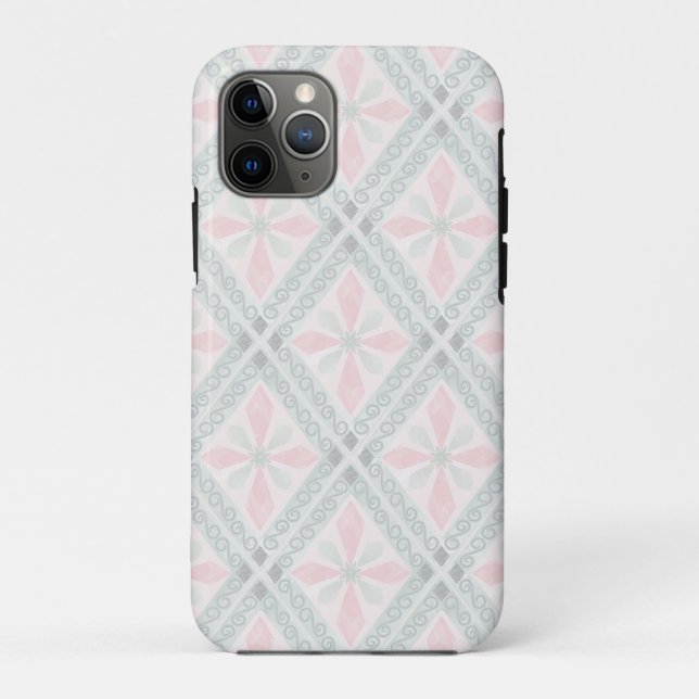 Grünes und rosa Pastell-Diamantmuster Case-Mate iPhone Hülle (Rückseite)