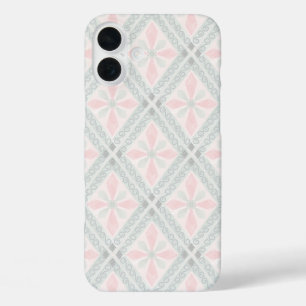 Grünes und rosa pastellfarbenes Diamantmuster iPhone 16 Plus Hülle