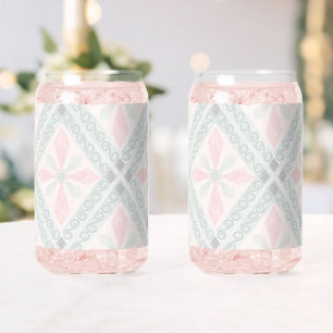 Grünes und rosa pastellfarbenes Diamantmuster Dosenglas