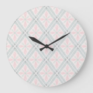 Grünes und rosa pastellfarbenes Diamantmuster Große Wanduhr