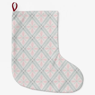 Grünes und rosa pastellfarbenes Diamantmuster Großer Weihnachtsstrumpf
