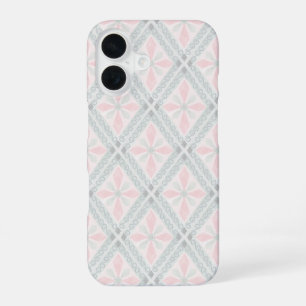 Grünes und rosa pastellfarbenes Diamantmuster iPhone 16 Hülle