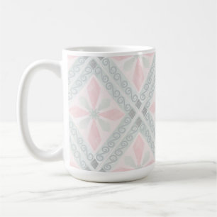 Grünes und rosa pastellfarbenes Diamantmuster Kaffeetasse