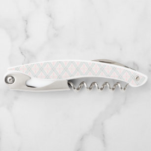 Grünes und rosa pastellfarbenes Diamantmuster Kellnermesser