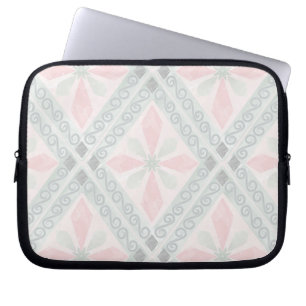 Grünes und rosa pastellfarbenes Diamantmuster Laptopschutzhülle