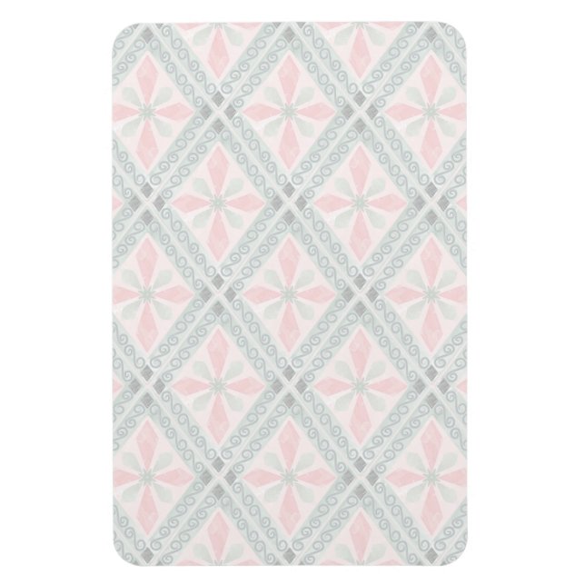 Grünes und rosa pastellfarbenes Diamantmuster Magnet (Vertikal)