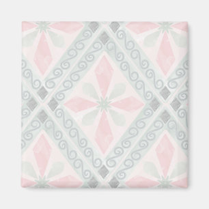 Grünes und rosa pastellfarbenes Diamantmuster Magnet