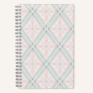 Grünes und rosa pastellfarbenes Diamantmuster Notizbuch