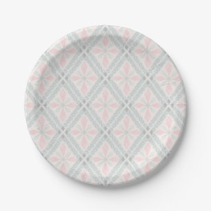 Grünes und rosa pastellfarbenes Diamantmuster Pappteller