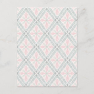Grünes und rosa pastellfarbenes Diamantmuster Postkarte