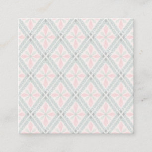 Grünes und rosa pastellfarbenes Diamantmuster Quadratische Visitenkarte