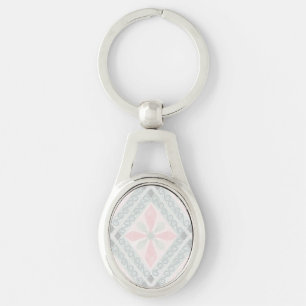 Grünes und rosa pastellfarbenes Diamantmuster Schlüsselanhänger