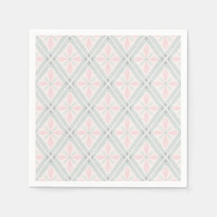 Grünes und rosa pastellfarbenes Diamantmuster Serviette