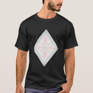 Grünes und rosa pastellfarbenes Diamantmuster T-Shirt