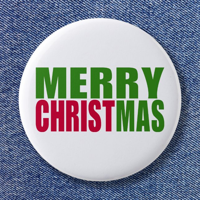 Grünes und rotes Frohe Weihnachten Button (Stocking Stuffer for the Holiday)