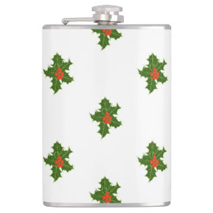 Grünes und Rotes Holly-Pflanze Flachmann