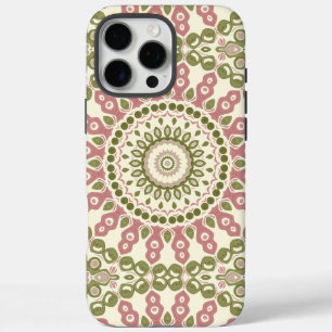 Grünes und rotes Mandala vintage-bohemian Muster iPhone 16 Pro Max Hülle
