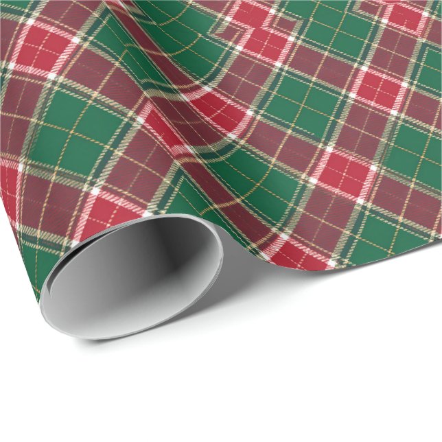 Grünes und rotes Weihnachtskariertuch Geschenkpapier (Rolleneckpunkt)