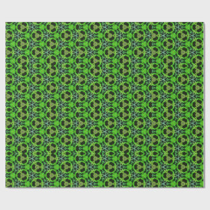 Grünes und schwarzes Kaleidoskop-Fraktalmuster Geschenkpapier