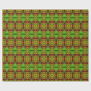 Grünes und schwarzes Kaleidoskop-Fraktalmuster Geschenkpapier