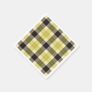 Grünes und Schwarzes Tartan Kariertes Papier Napki Serviette