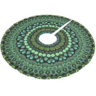 Grünes und Türkises Kaleidoskop-Mandala-Muster Polyester Weihnachtsbaumdecke