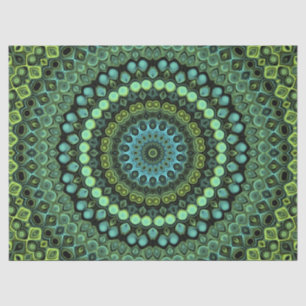 Grünes und Türkises Kaleidoskop-Mandala-Muster Seidenpapier