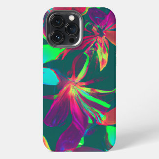Grünes und violettes Blumenmuster iPhone 13 Pro Max Hülle