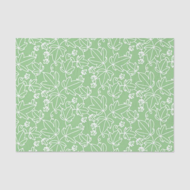 Grünes und weißes Efeu-Blatt-Blumenmuster Seidenpapier (Vorderseite)