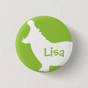 Grünes und weißes Flusspferd-Gewohnheits-Monogra Button