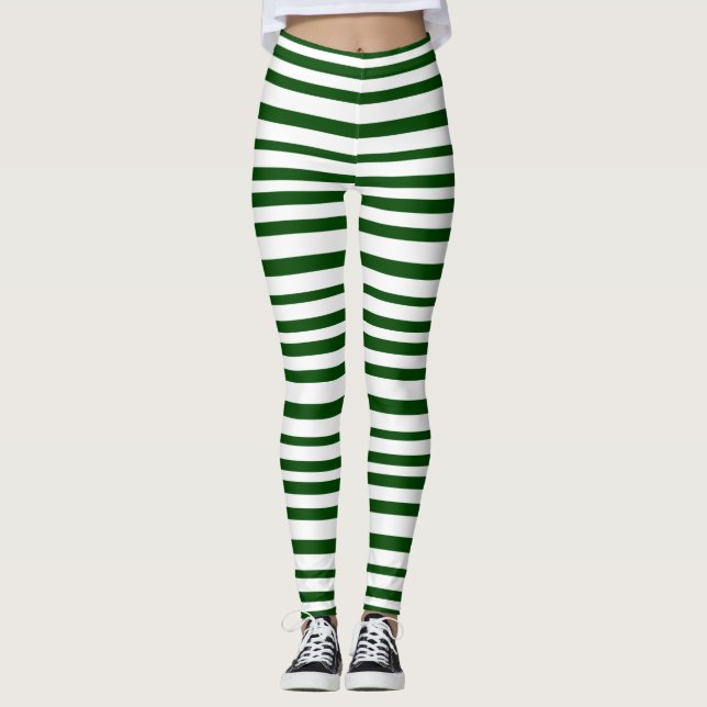 Grünes und weißes gestreiftes leggings (Vorderseite)