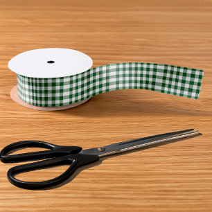 Grünes und weißes Gingham-Muster Satinband