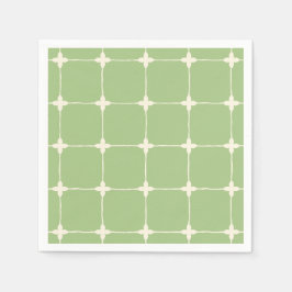 Grünes und Weißes Raster Minimalistischer Tropisch Serviette