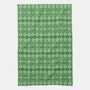 Grünes und Weißes Weihnachts-Fair-Isle-Muster Geschirrtuch