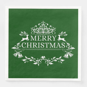 Grünes und weißes Weihnachtsbuch Napkins Serviette