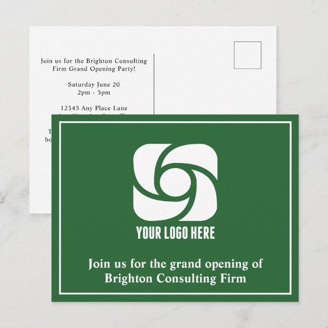 Grünes Unternehmenswerbungsgeschäft-Logo Postkarte (Vorne/Hinten)