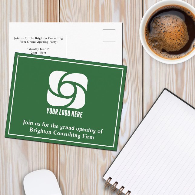 Grünes Unternehmenswerbungsgeschäft-Logo Postkarte (Von Creator hochgeladen)
