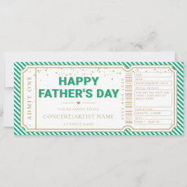 Grünes Vatertags-Konzert-Ticket-Geschenkgutschein Einladung