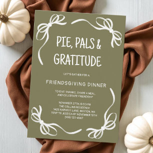 Grünes verspieltes handgezeichnetes Friendsgiving- Einladung