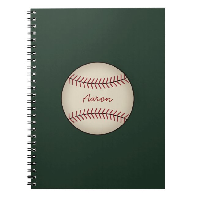 Grünes Vintage-Baseball-Notizbuch-Geschenk Notizblock (Vorderseite)