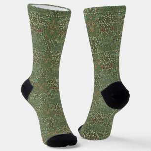 Grünes Vintage-Blumen-Morisken-Blumenmuster Socken