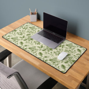 Grünes Vintage-Botanical-Toile-Muster Schreibtischunterlage