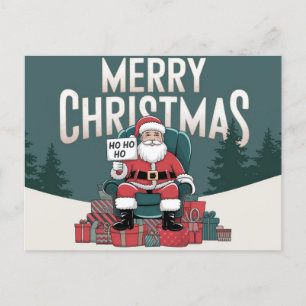 Grünes vintage Frohe Weihnachten Santa Claus ho ho Postkarte