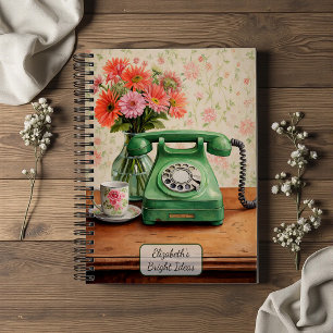 Grünes Vintage-Telefon Notizbuch