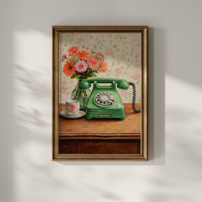 Grünes Vintage-Telefon Poster (Von Creator hochgeladen)