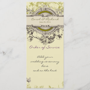 Grünes Vintages Blumenhochzeits-Programm Programm