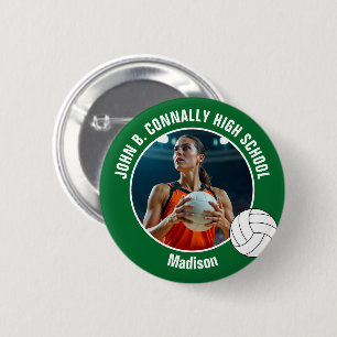 Grünes Volleyballspieler-Foto High School Spirit Button