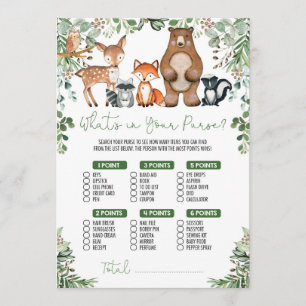 Grünes Wald Was ist in Ihrer Purse Game Card? Einladung